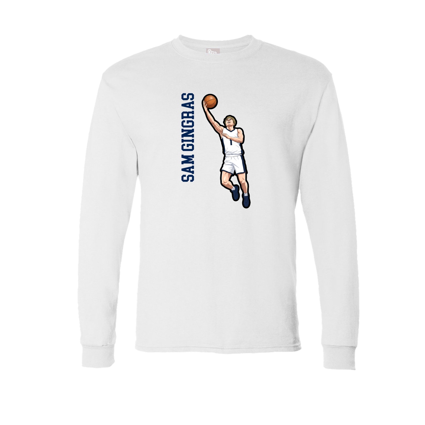 Long Sleeve Tee — Name Vertical in White