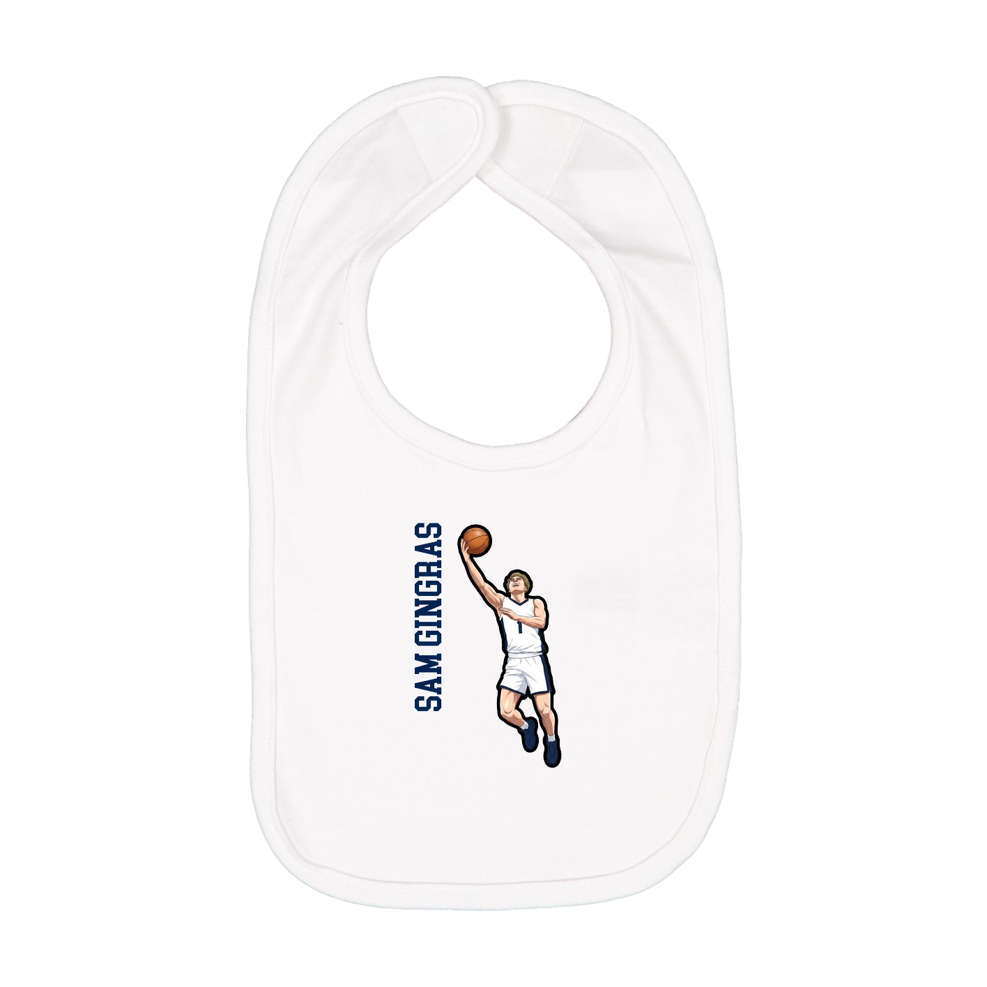 Infant Bib — Name Vertical in White