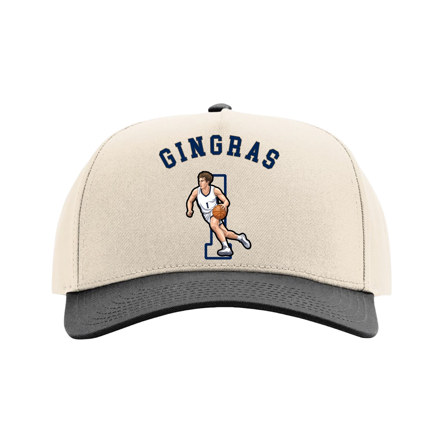 Full Fabric Five-Panel Champ Cap — Shirsey Arch in Cream/Black