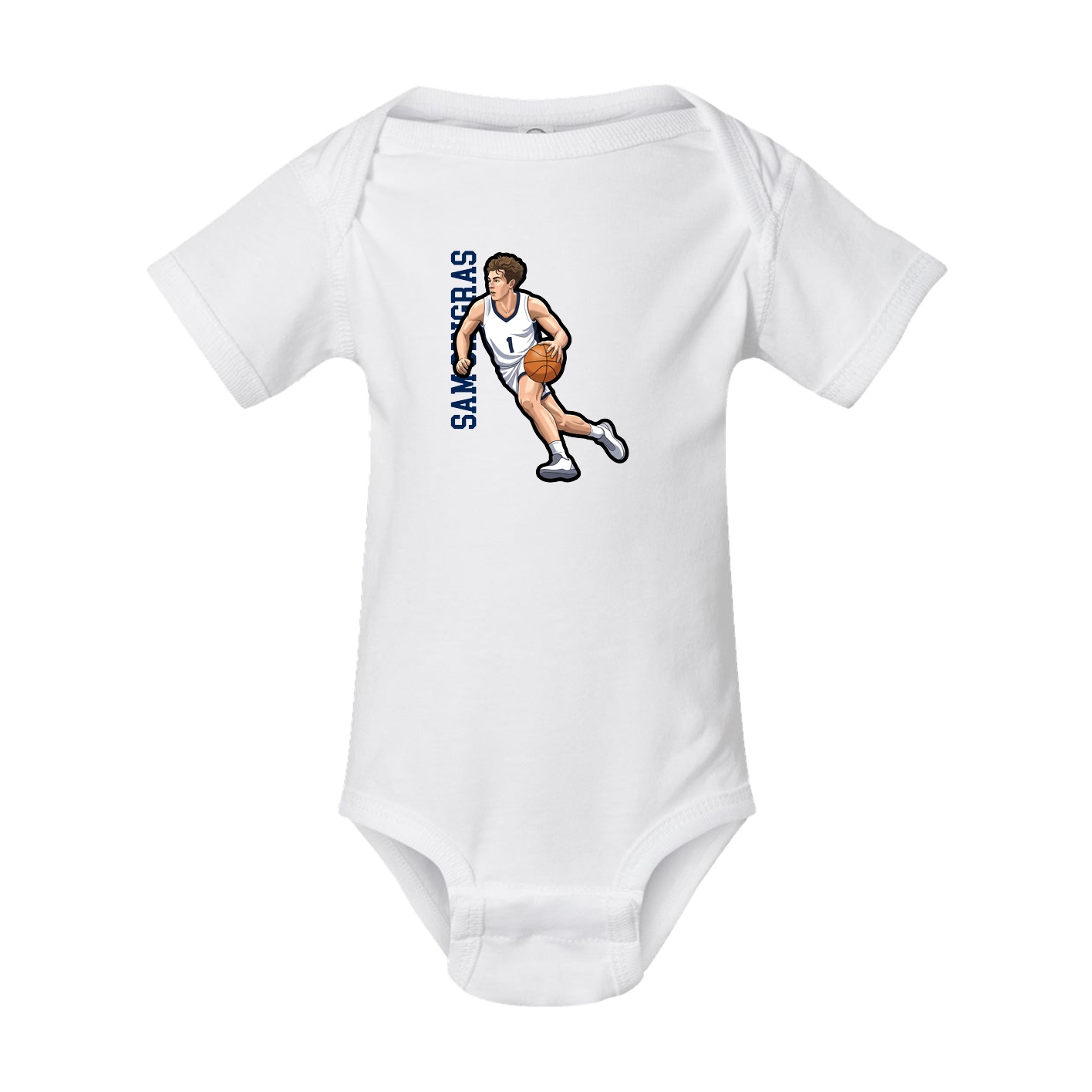 Baby Onesie — Name Vertical in White
