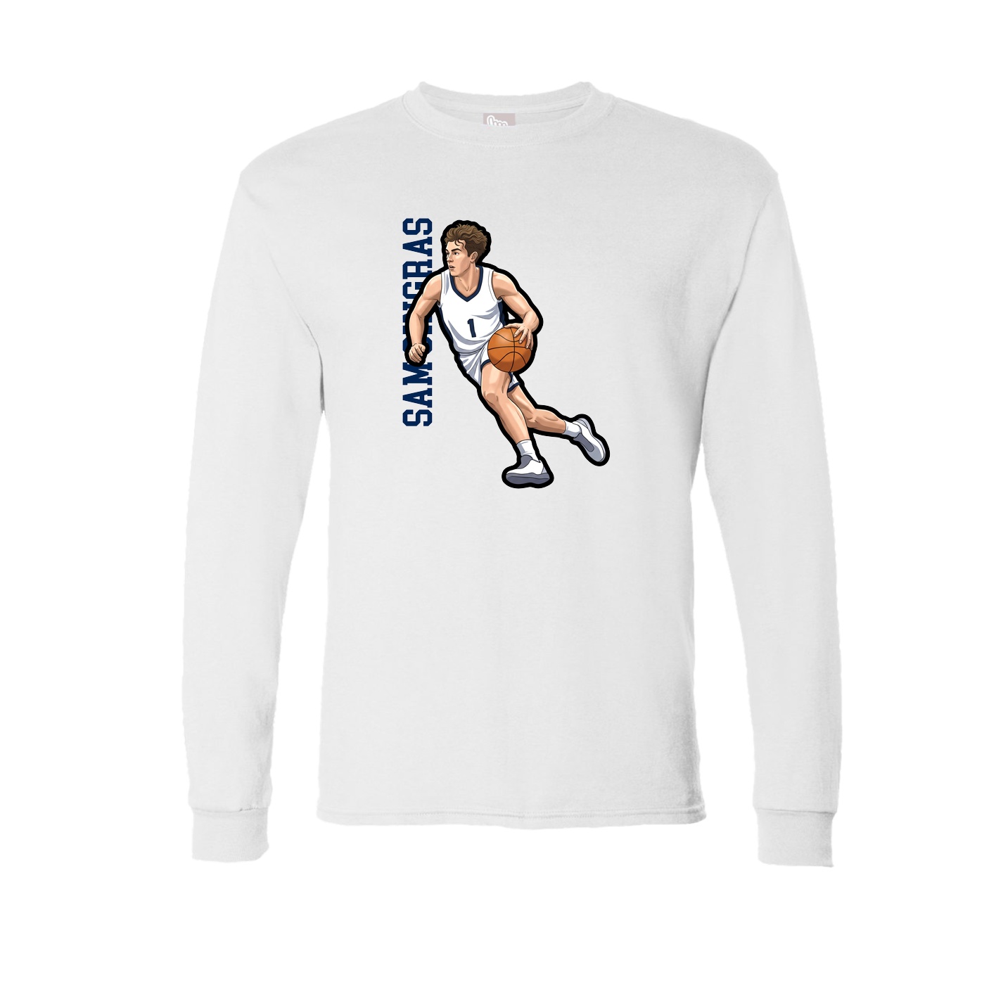 Long Sleeve Tee — Name Vertical in White