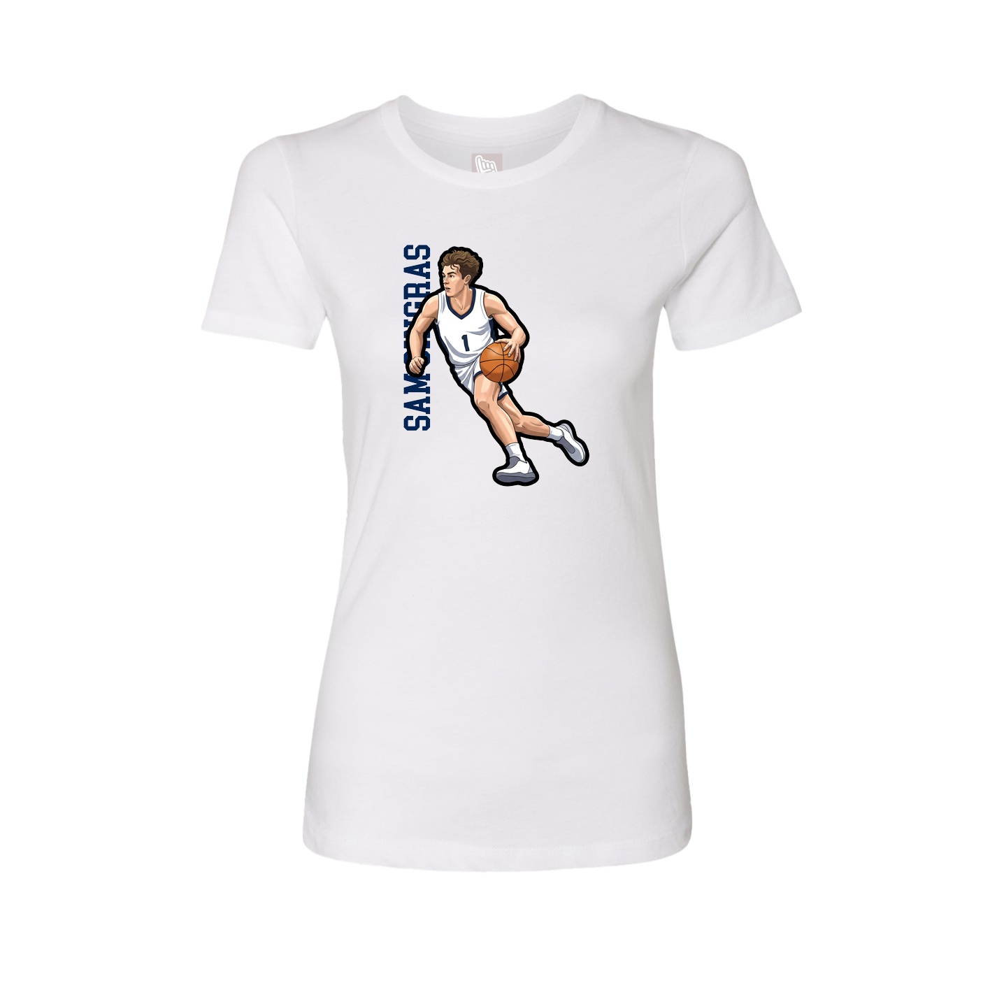 Womens Tee — Name Vertical in White