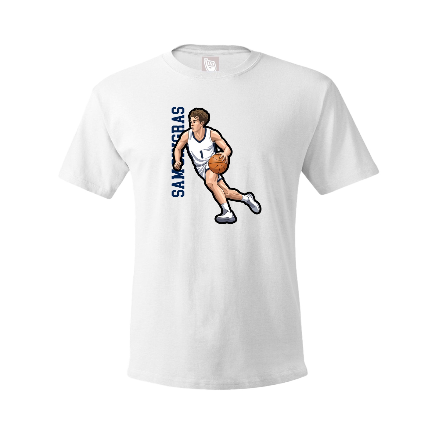 Youth Tee — Name Vertical in White