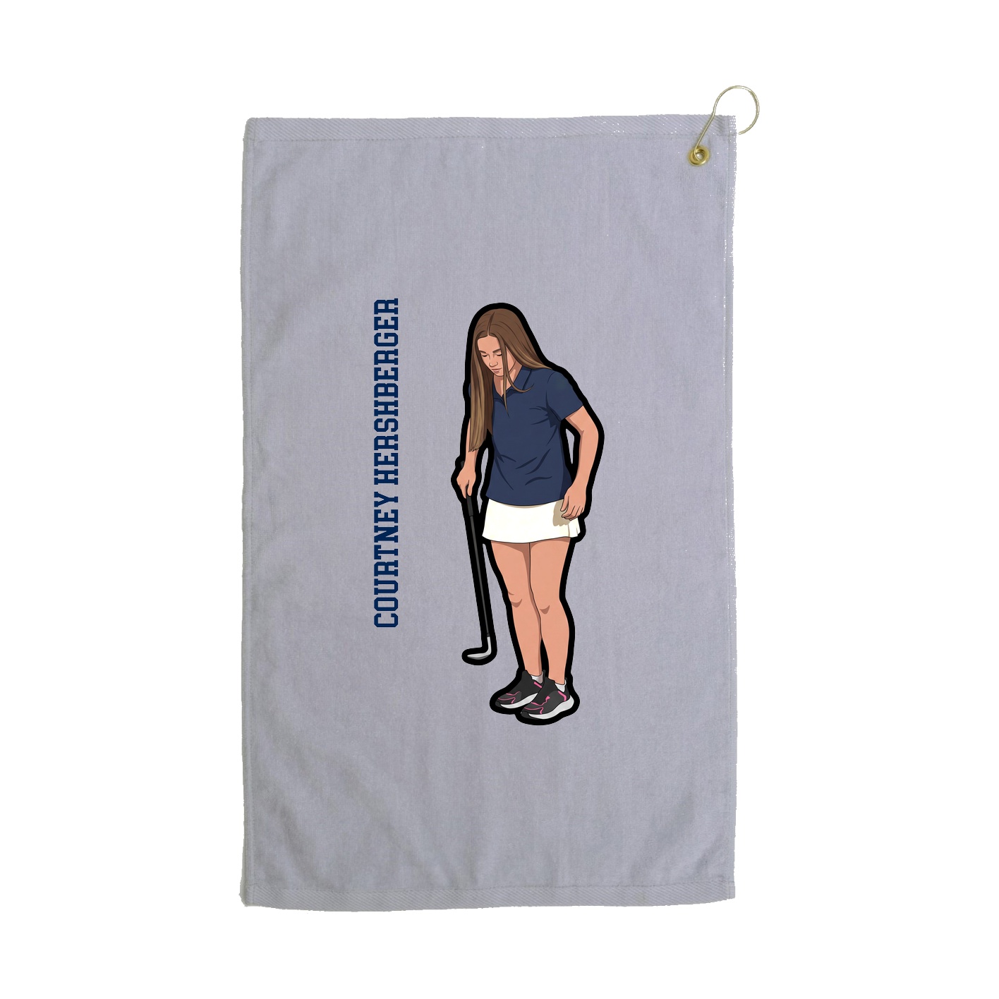 Golf Towel — Name Vertical in Grey
