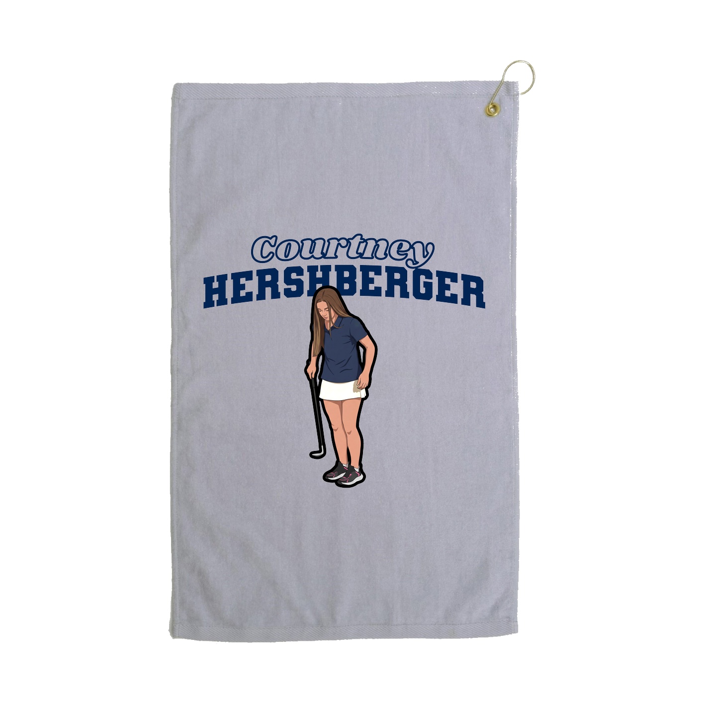 Golf Towel — Name Arch in Grey
