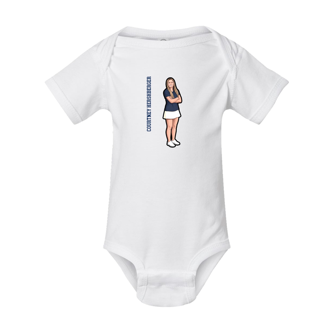Baby Onesie — Name Vertical in White