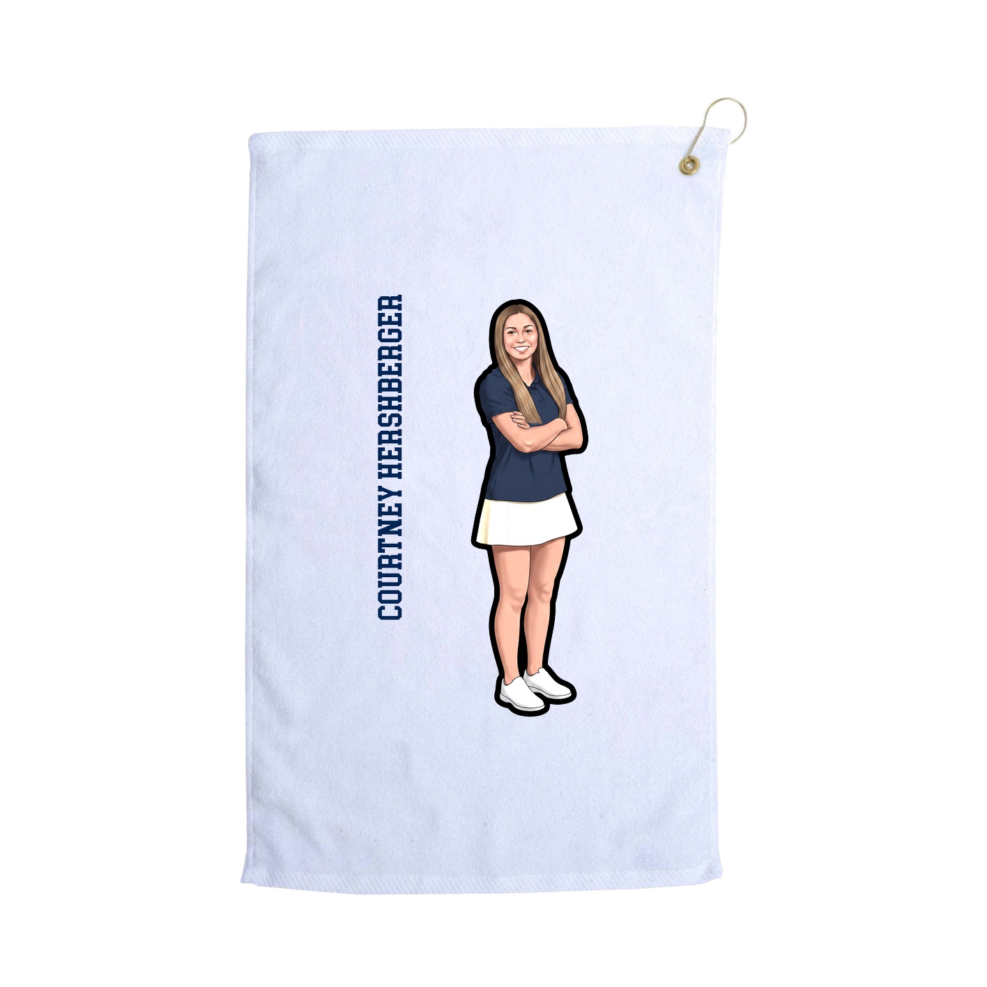 Golf Towel — Name Vertical in White