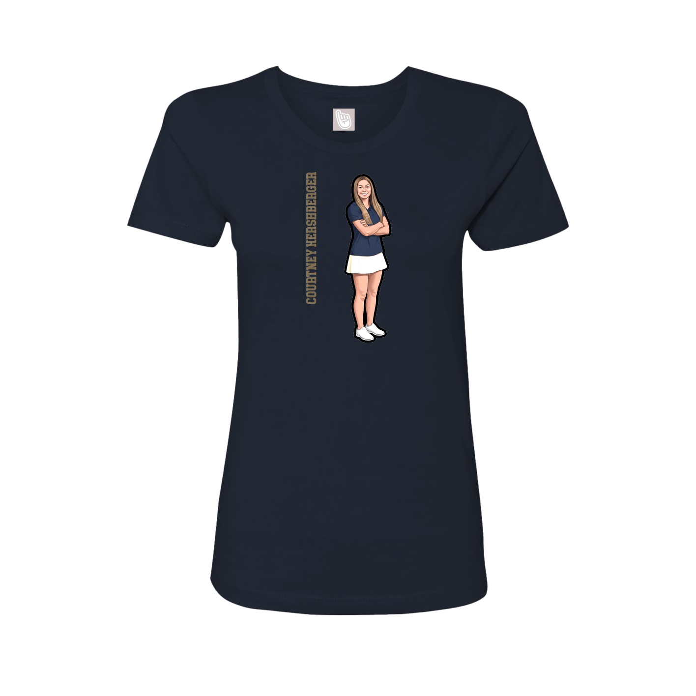 Fitted Women's Tee — Name Vertical in Navy