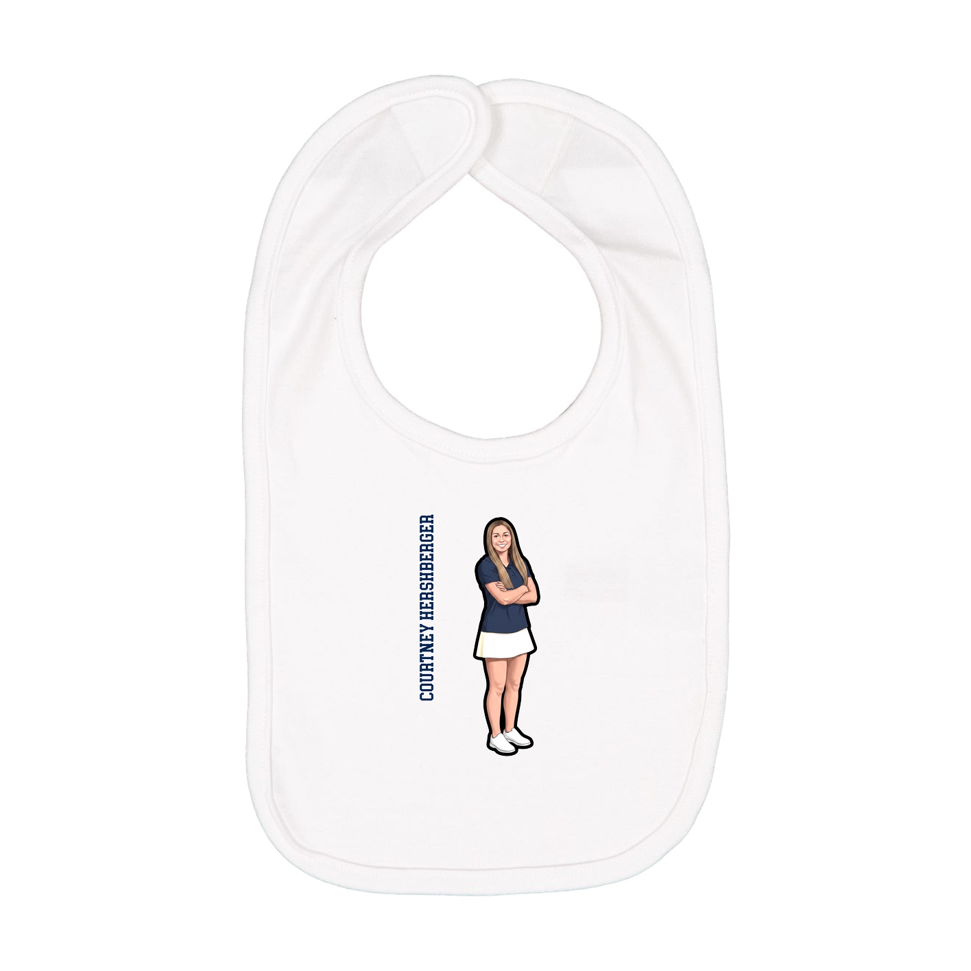 Infant Bib — Name Vertical in White