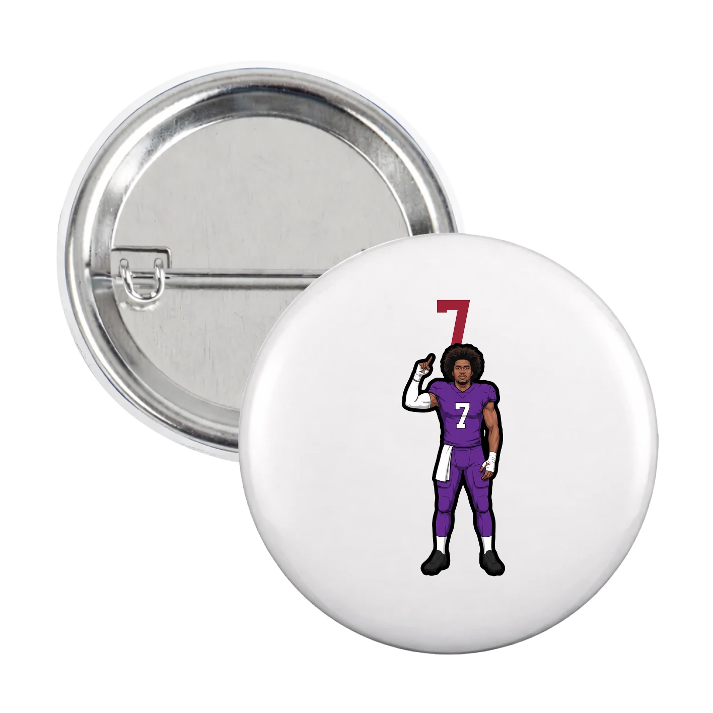 Game Day Button — Number Top in White