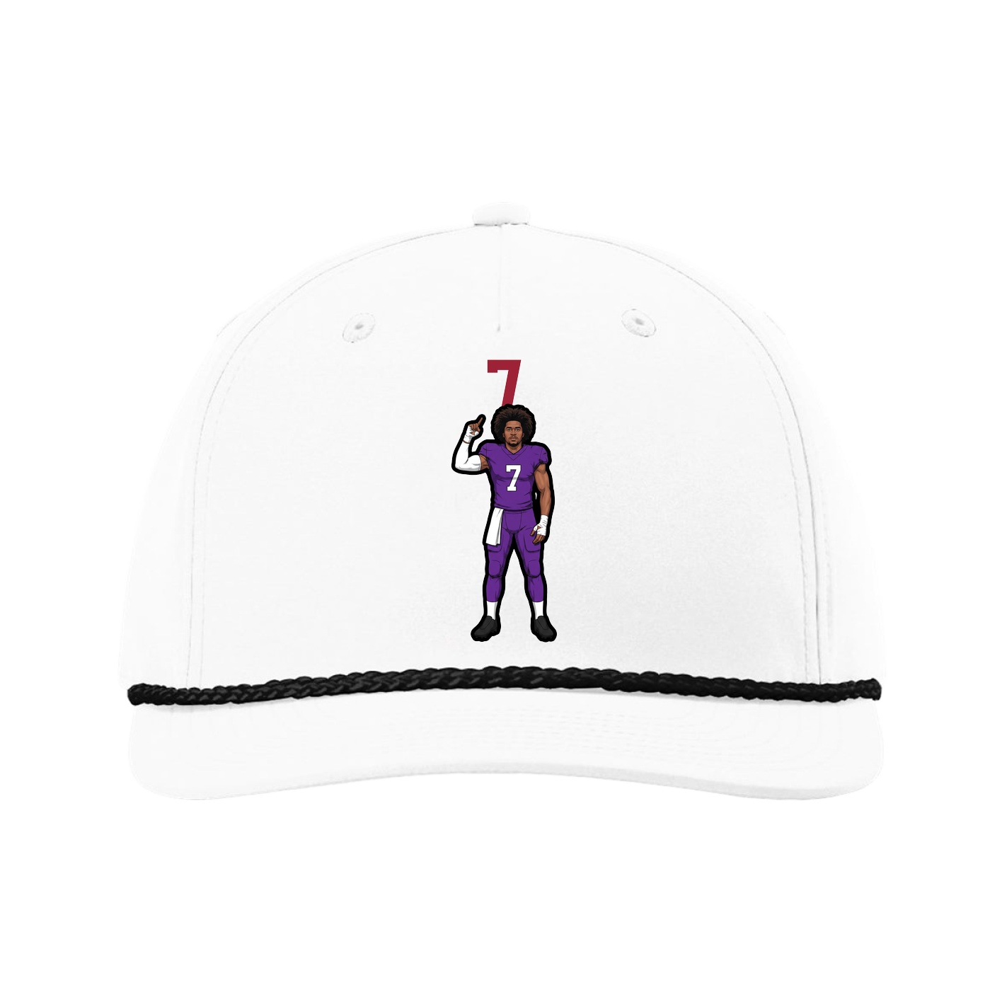 Five-Panel Classic Rope Cap — Number Top in White