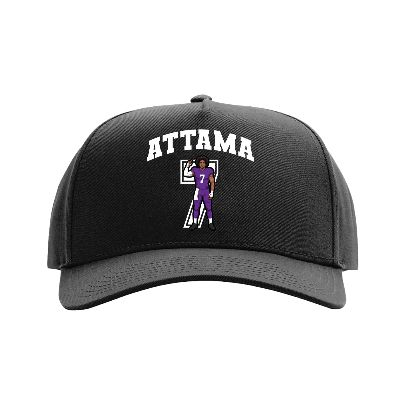 Full Fabric Five-Panel Champ Cap — Number in Black