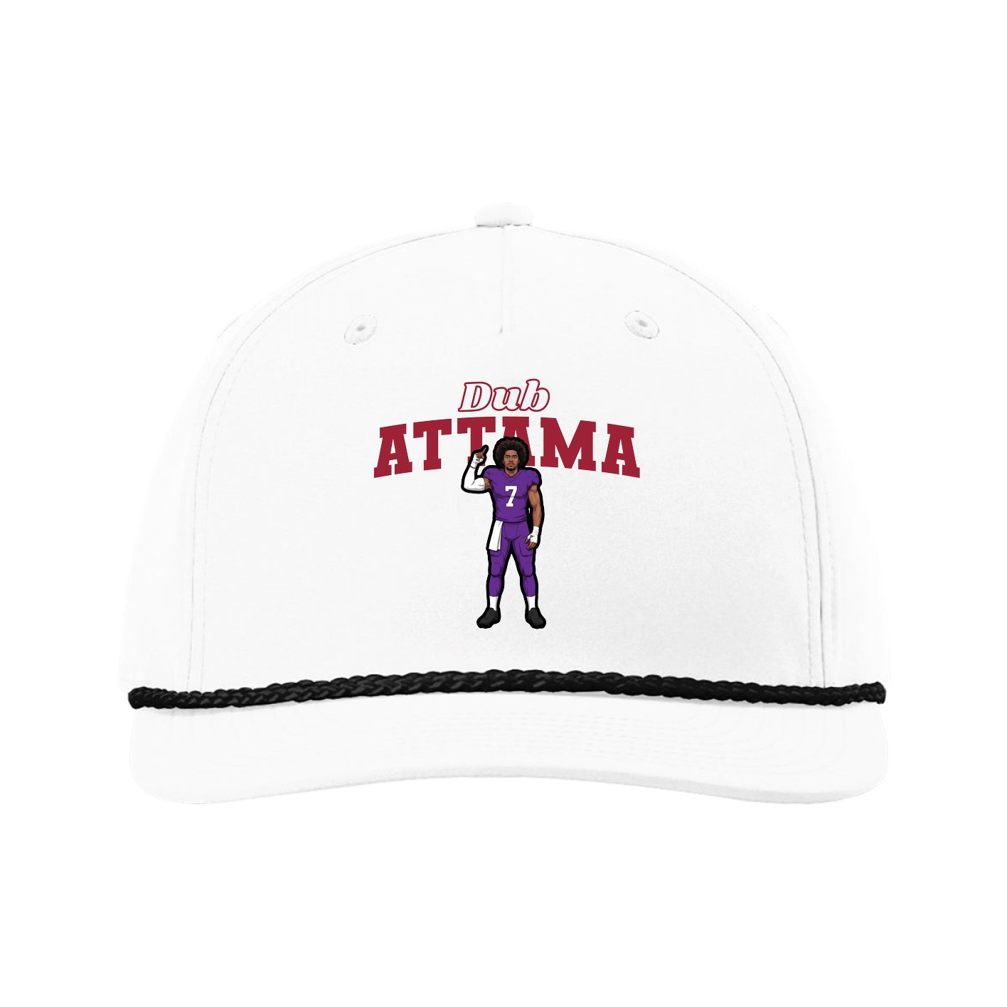 Five-Panel Classic Rope Cap — Name Arch in White