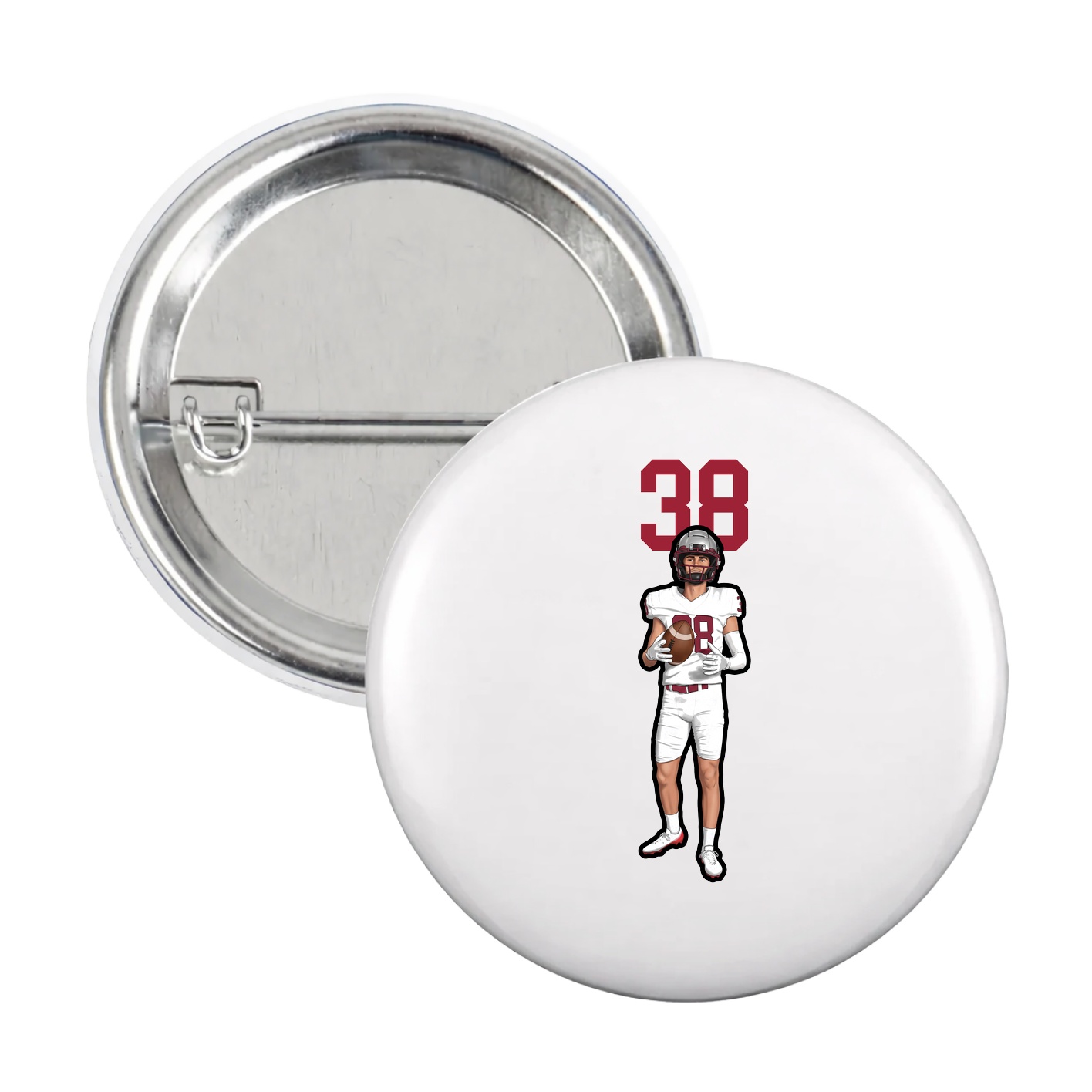 Game Day Button — Number Top in White