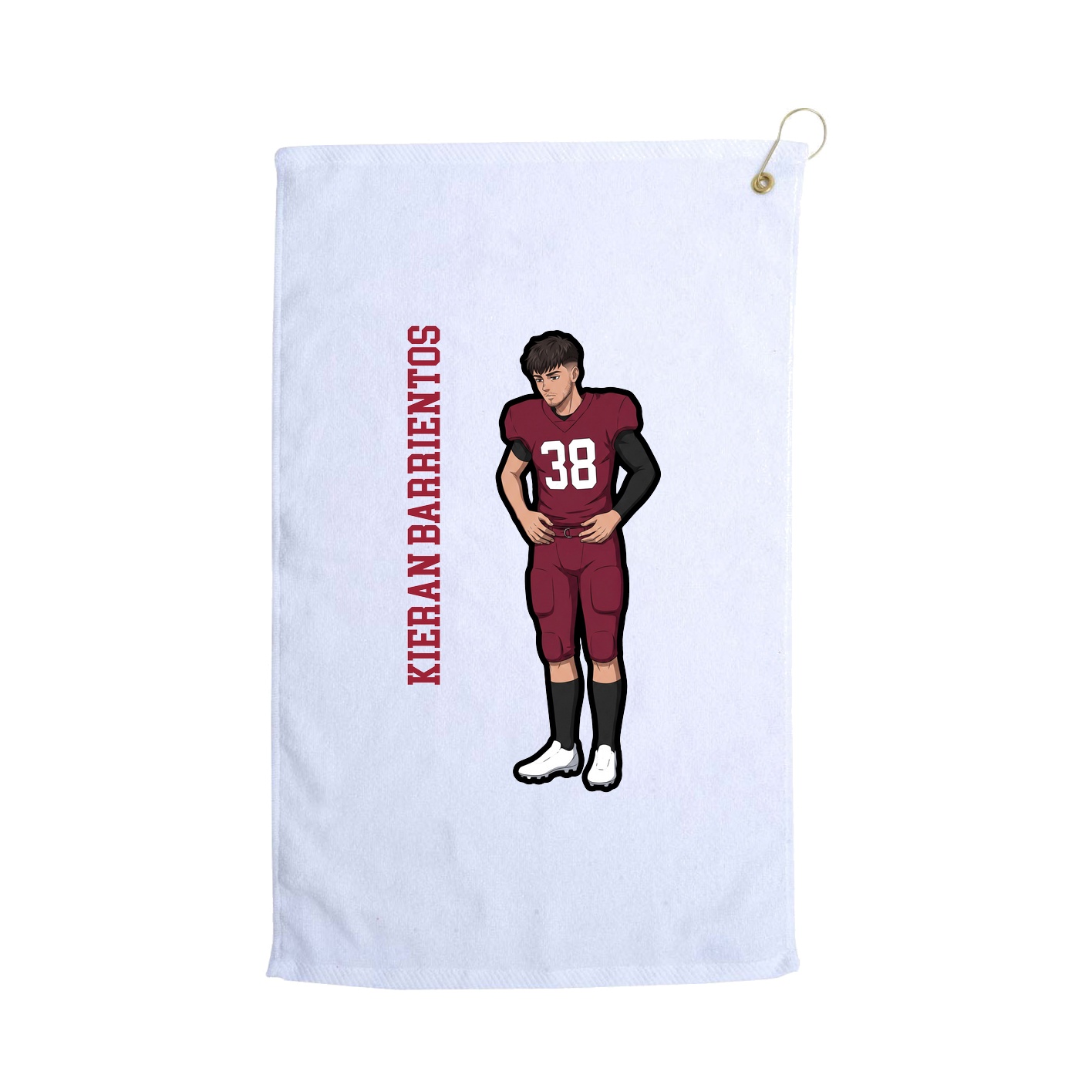 Golf Towel — Name Vertical in White