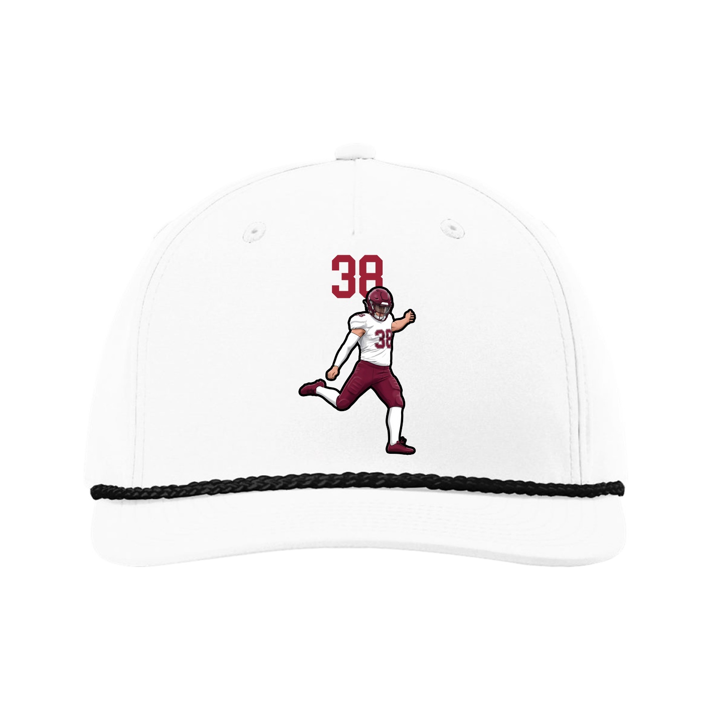 Five-Panel Classic Rope Cap — Number Top in White