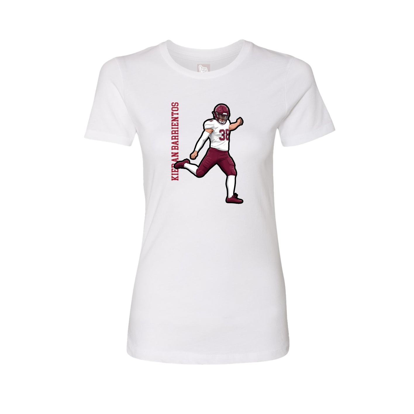 Fitted Women's Tee — Name Vertical in White