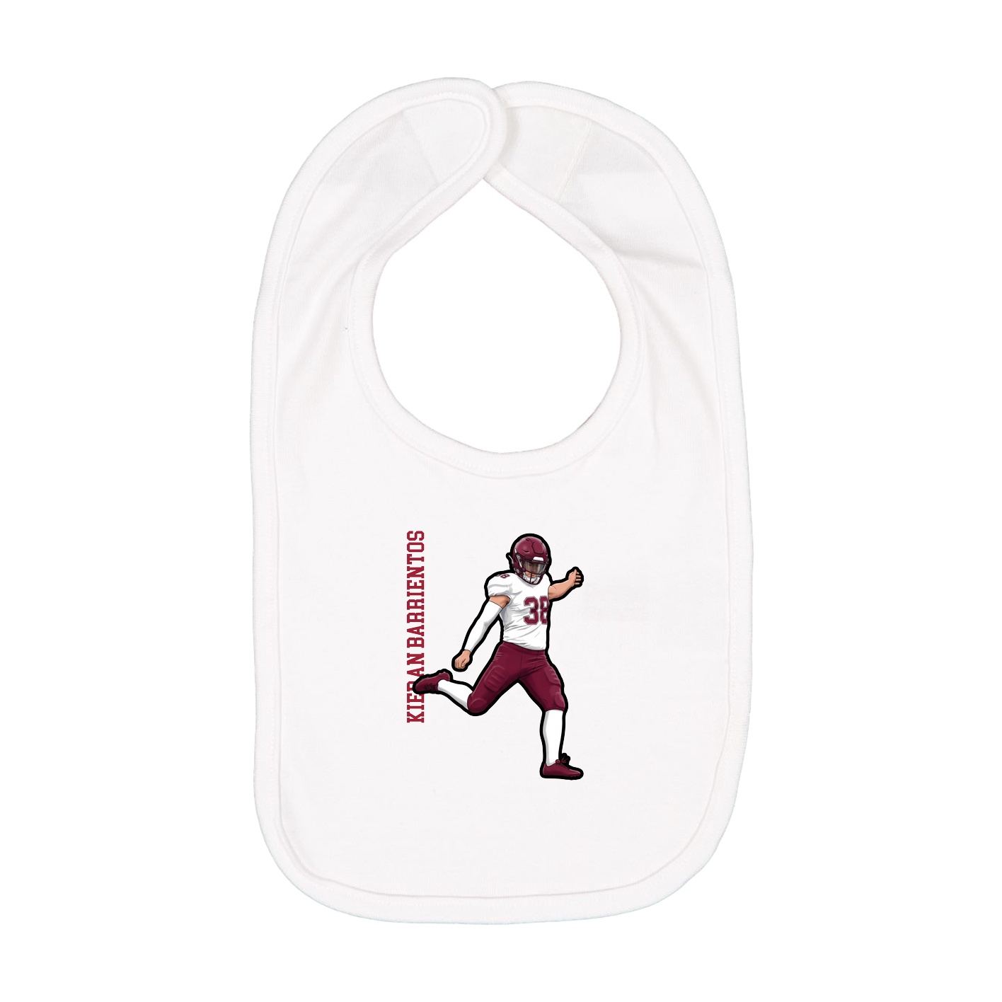 Infant Bib — Name Vertical in White