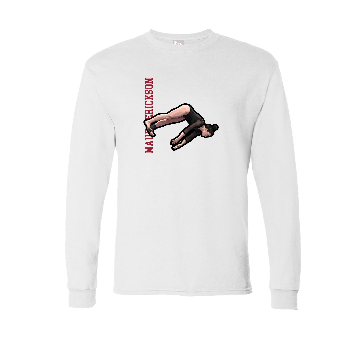Long Sleeve Tee — Name Vertical in White