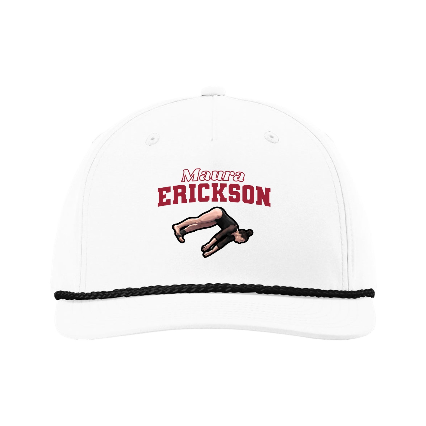 Five-Panel Classic Rope Cap — Name Arch in White