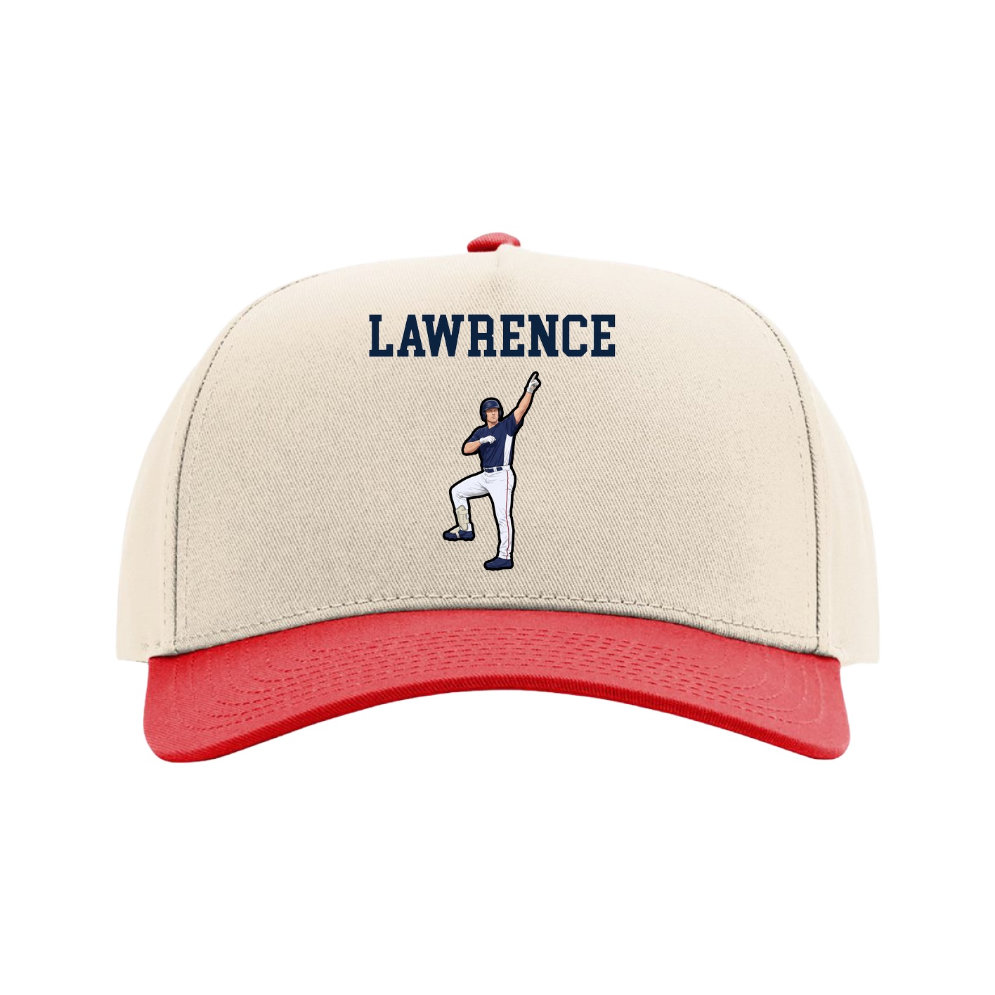 Full Fabric Five-Panel Champ Cap — Shirsey in Cream/Red