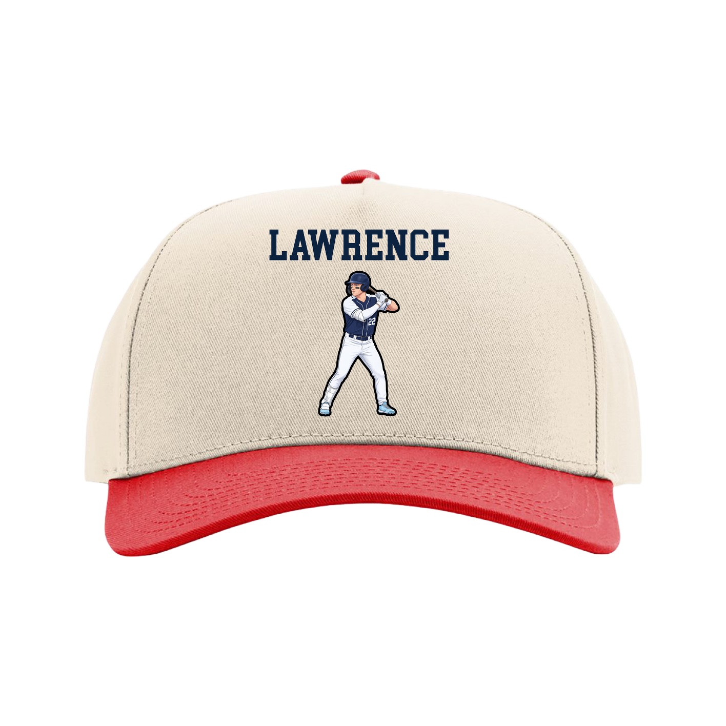 Full Fabric Five-Panel Champ Cap — Shirsey in Cream/Red