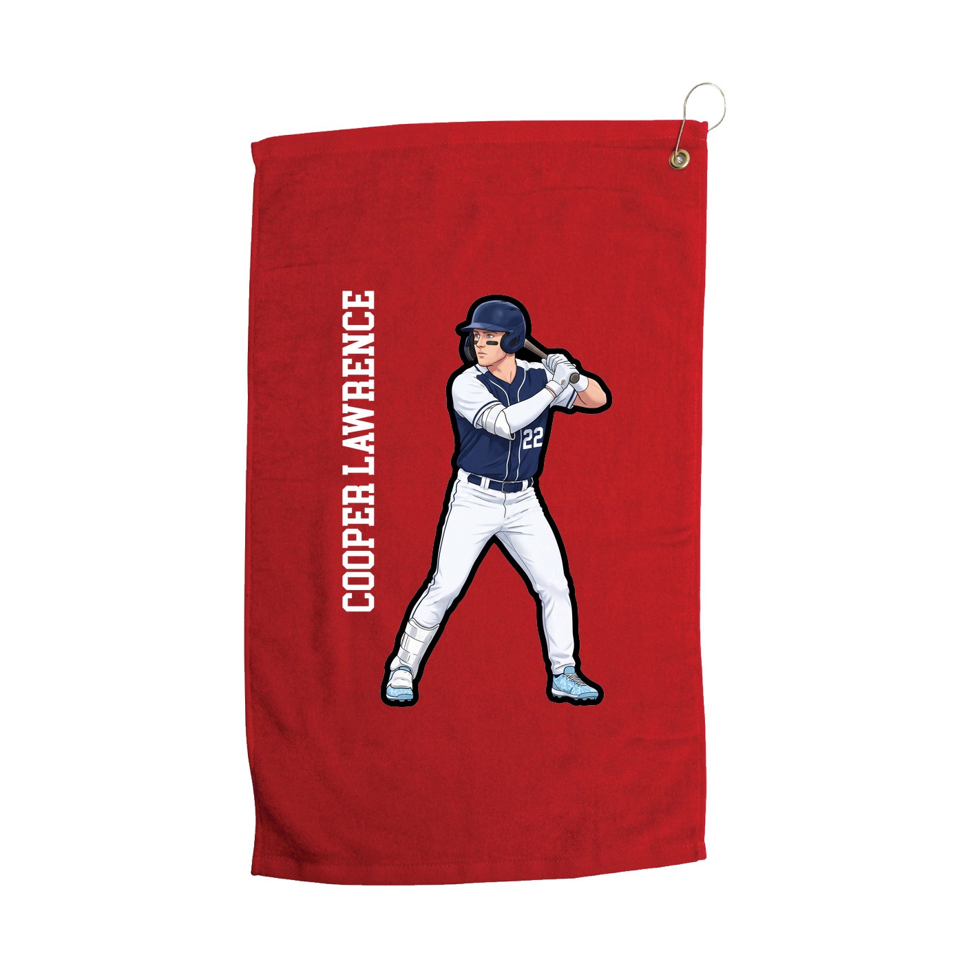 Golf Towel — Name Vertical in Red