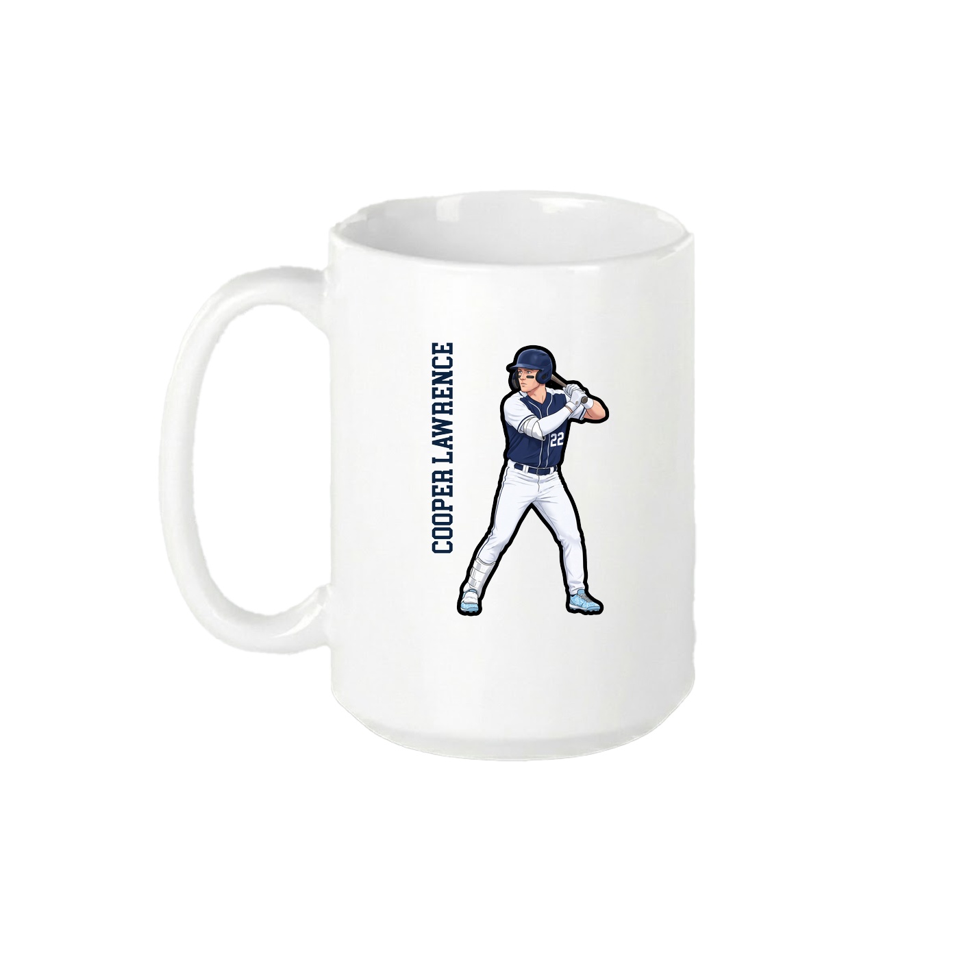 15oz Coffee Mug — Name Vertical in White