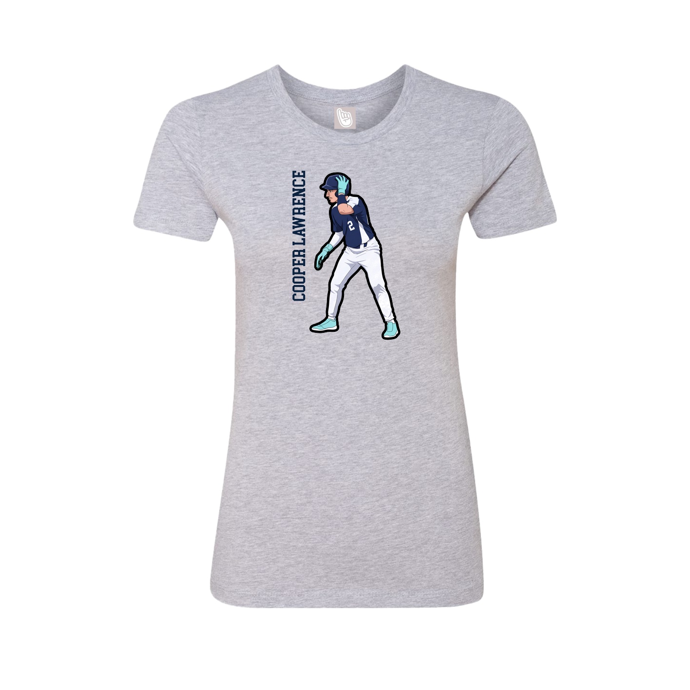 Fitted Women's Tee — Name Vertical in Grey