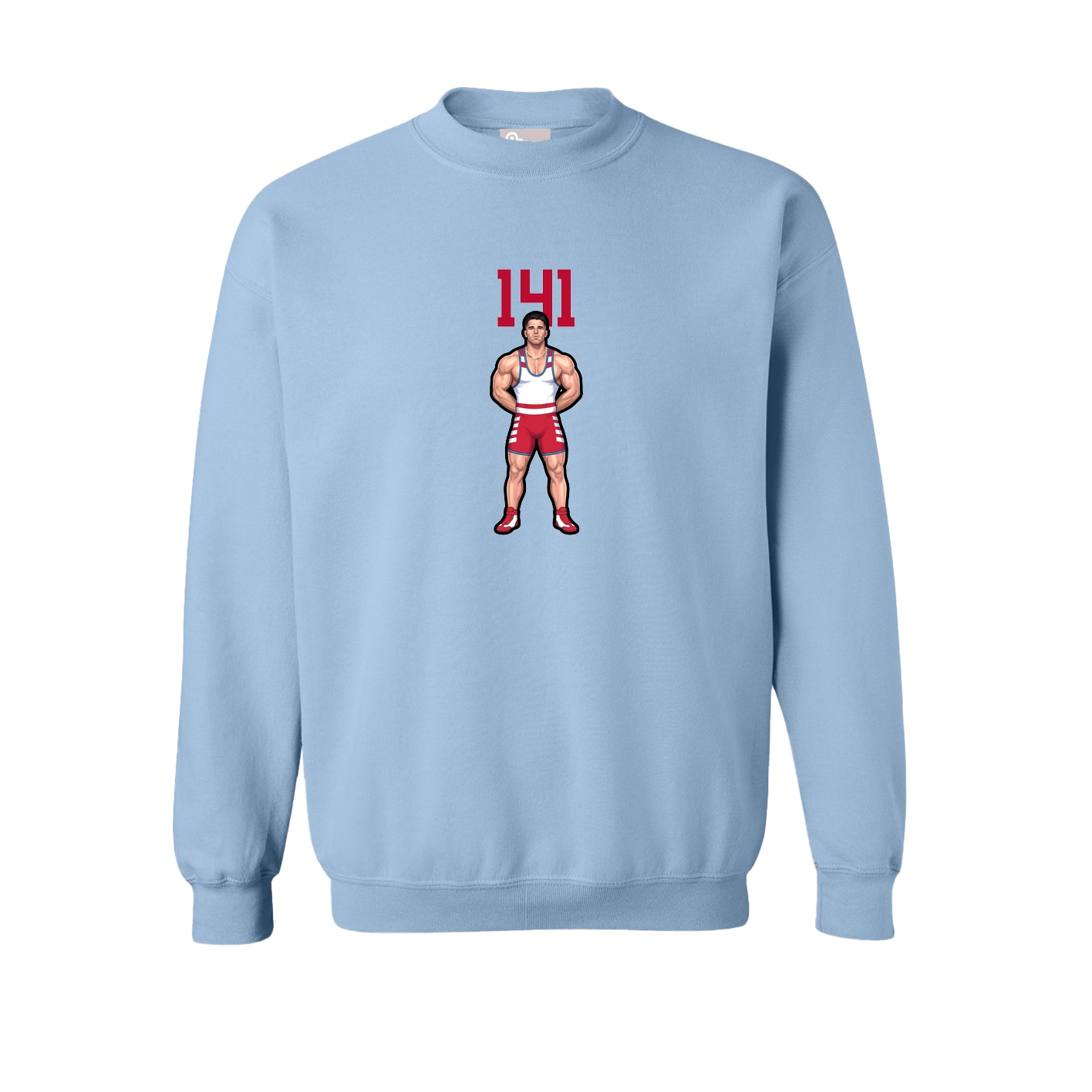 Fleece Crew — Number Top in Light Blue