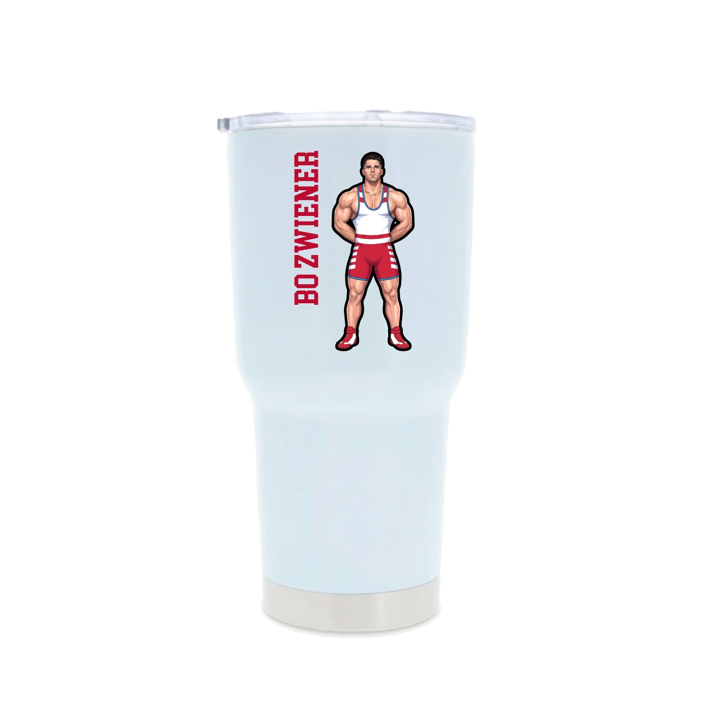 30oz Stainless Steel Tumbler — Name Vertical in White