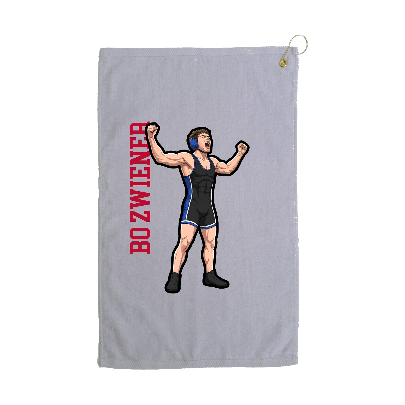 Golf Towel — Name Vertical in Grey