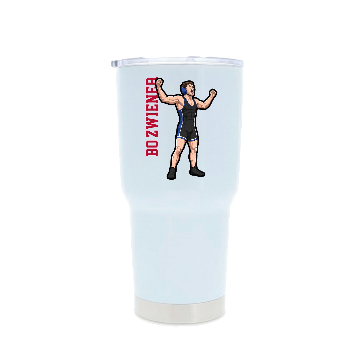 30oz Stainless Steel Tumbler — Name Vertical in White