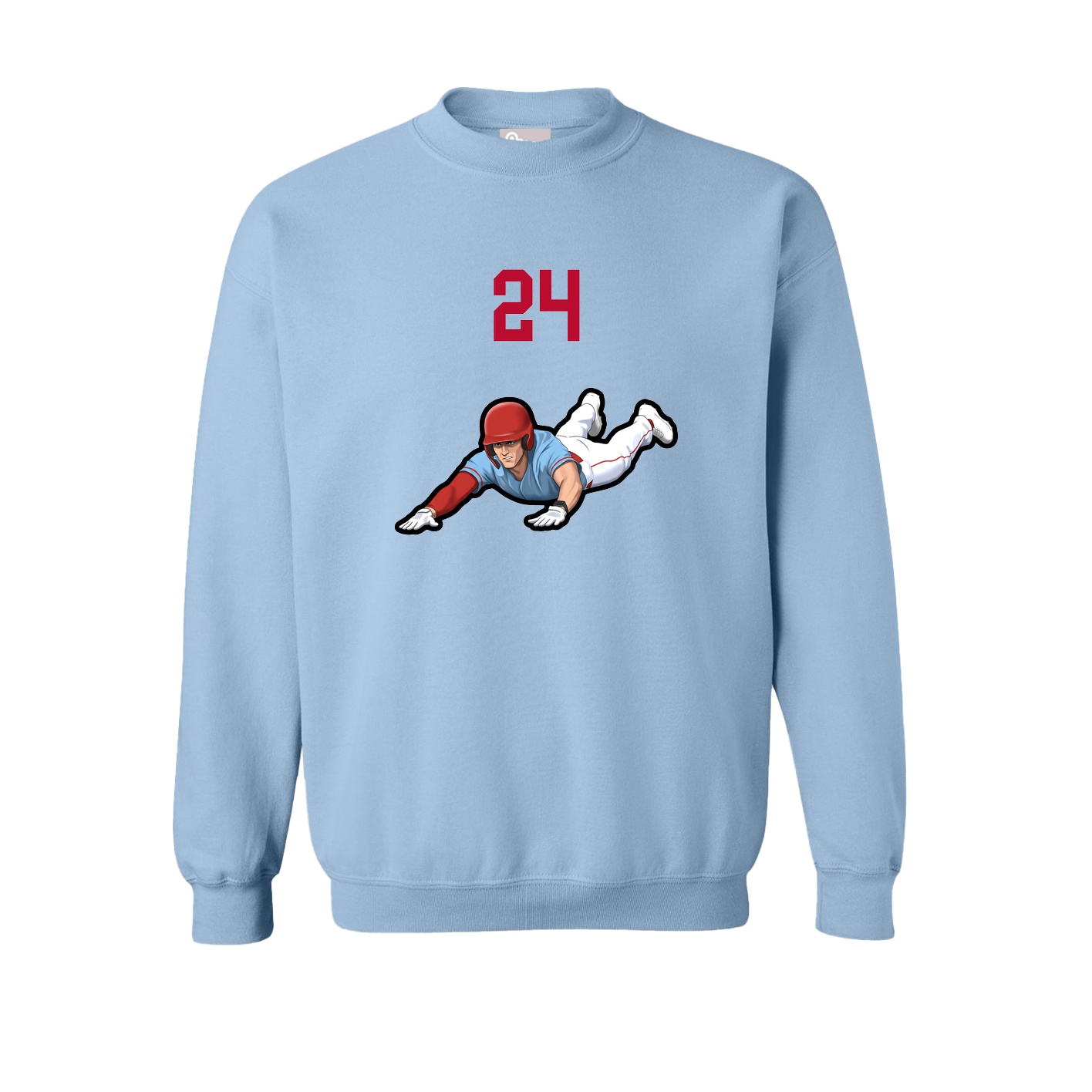 Fleece Crew — Number Top in Light Blue