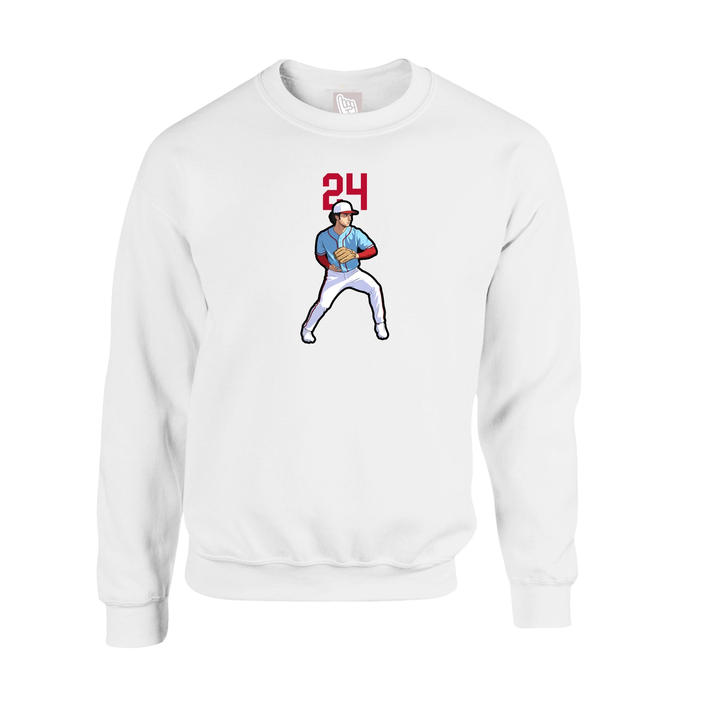 Fleece Crew — Number Top in White