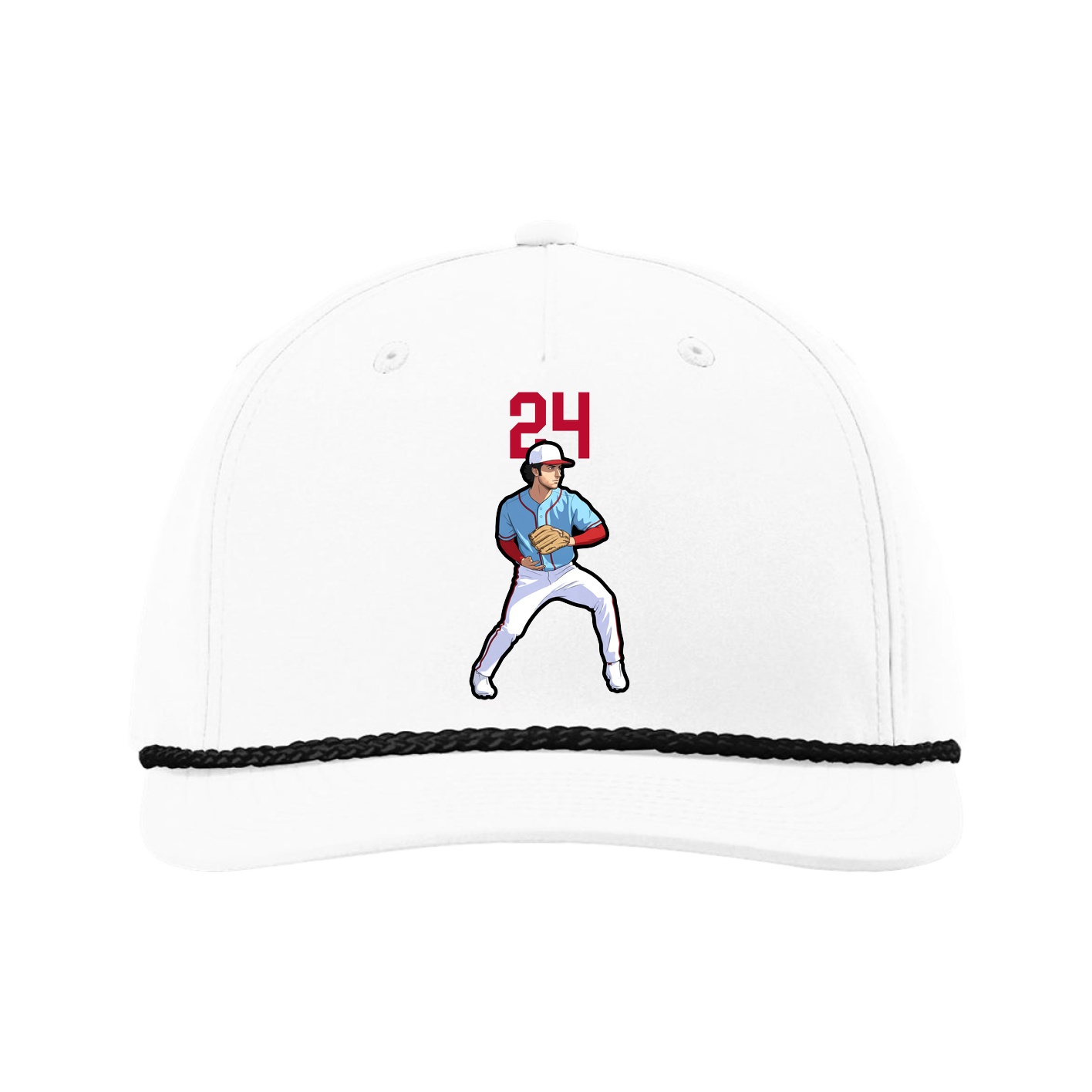 Five-Panel Classic Rope Cap — Number Top in White