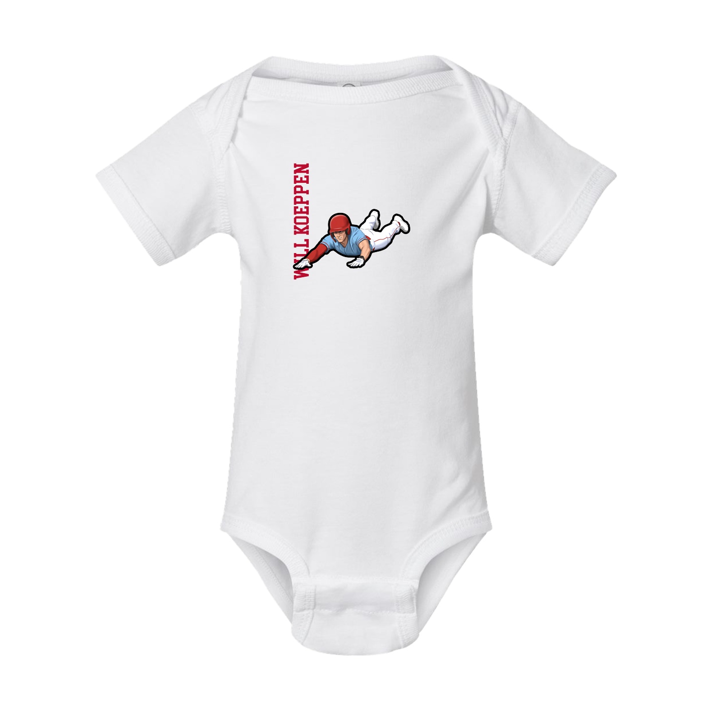 Baby Onesie — Name Vertical in White