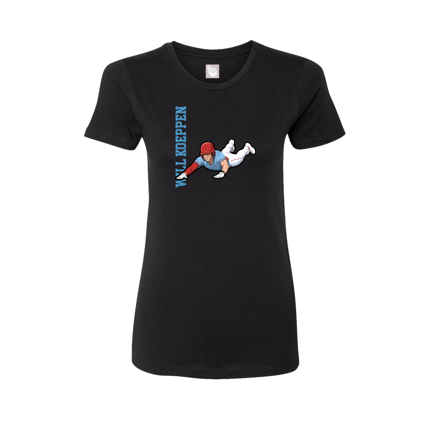 Fitted Women's Tee — Name Vertical in Black