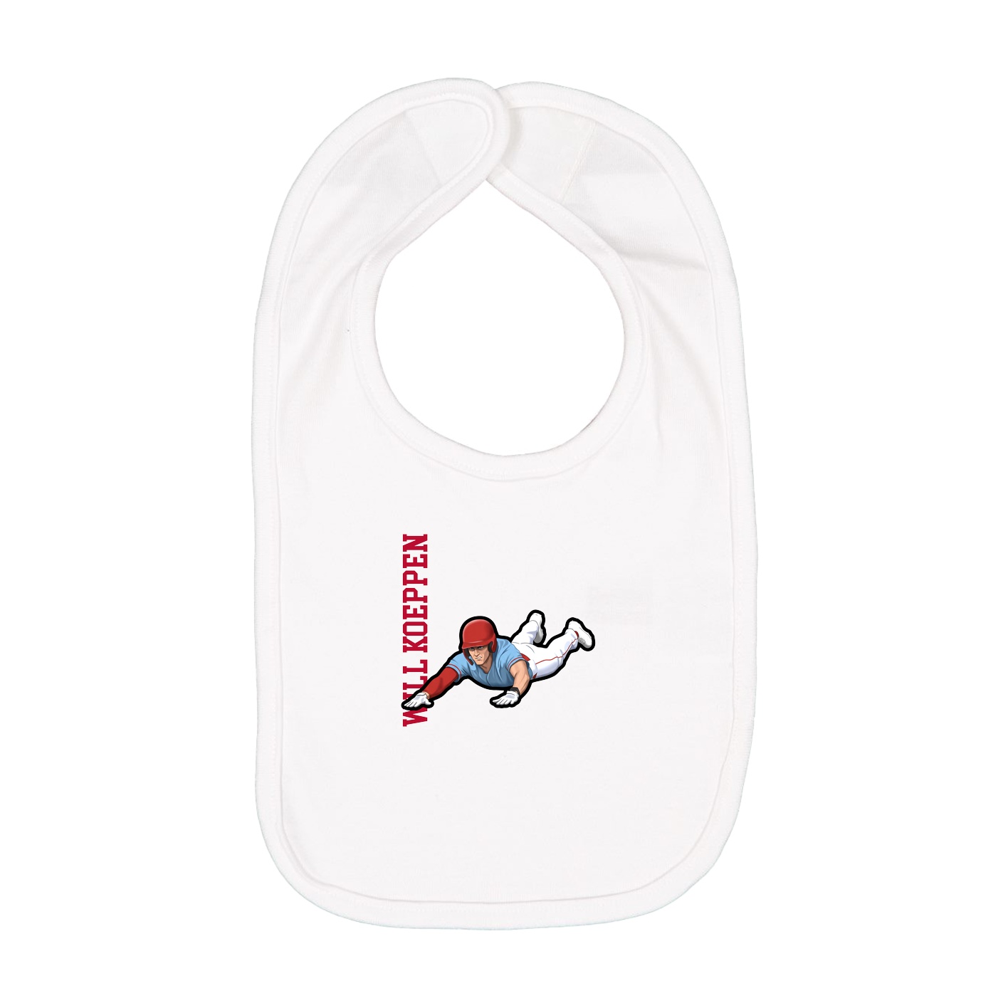 Infant Bib — Name Vertical in White