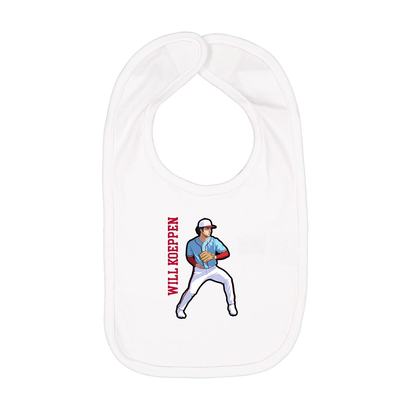 Infant Bib — Name Vertical in White