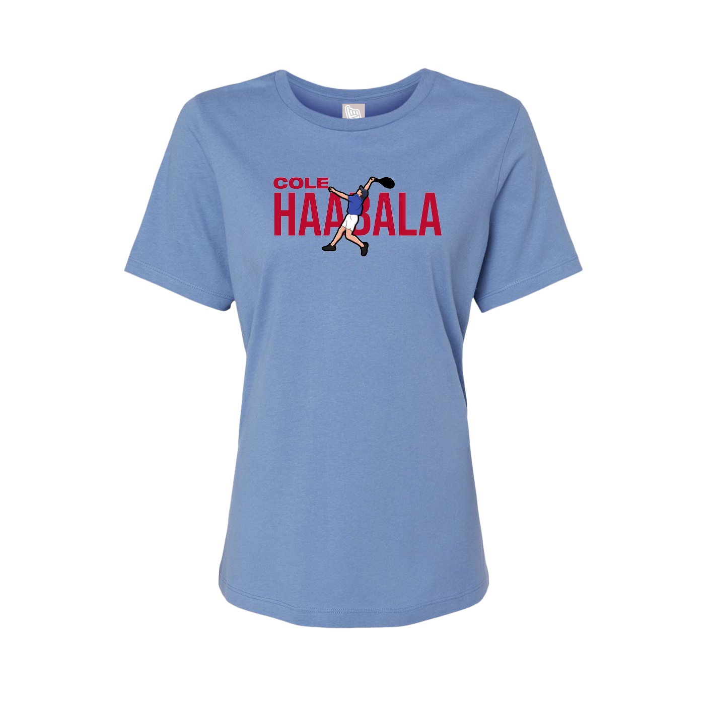 Fitted Women's Tee — Player Name in Powder Blue