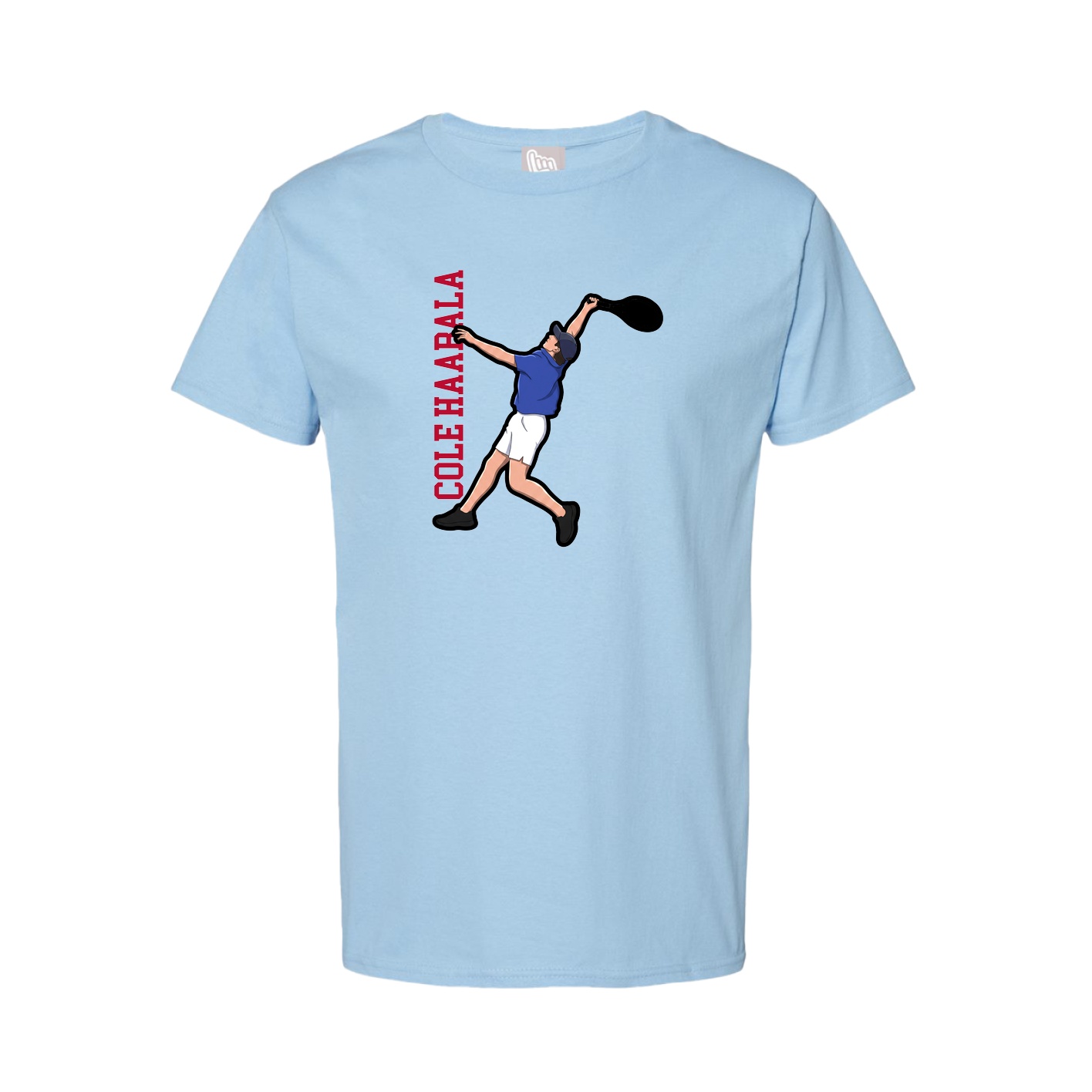 Youth Tee — Name Vertical in Light Blue