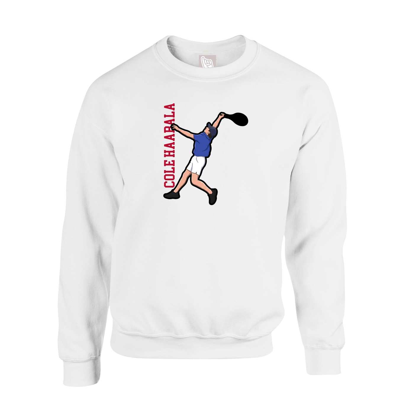 Fleece Crew — Name Vertical in White