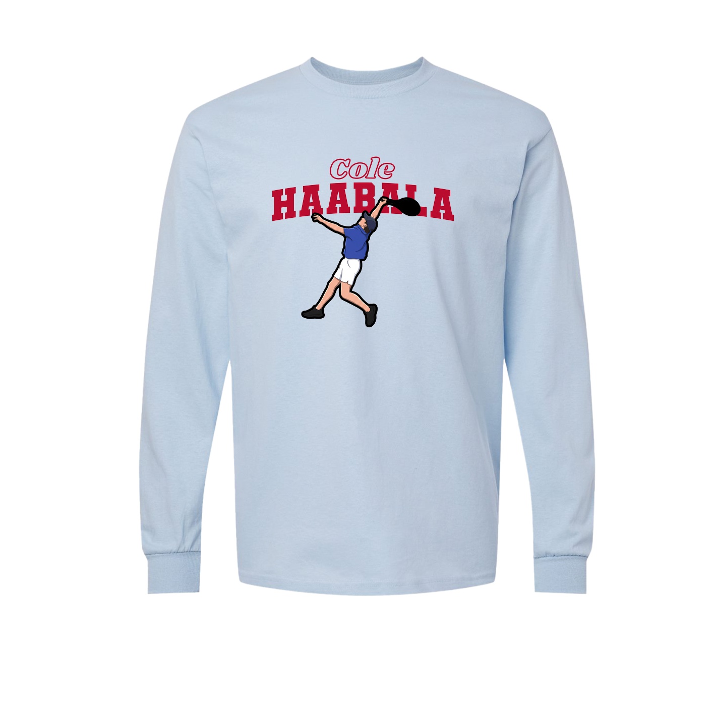 Long Sleeve Tee — Name Arch in Light Blue
