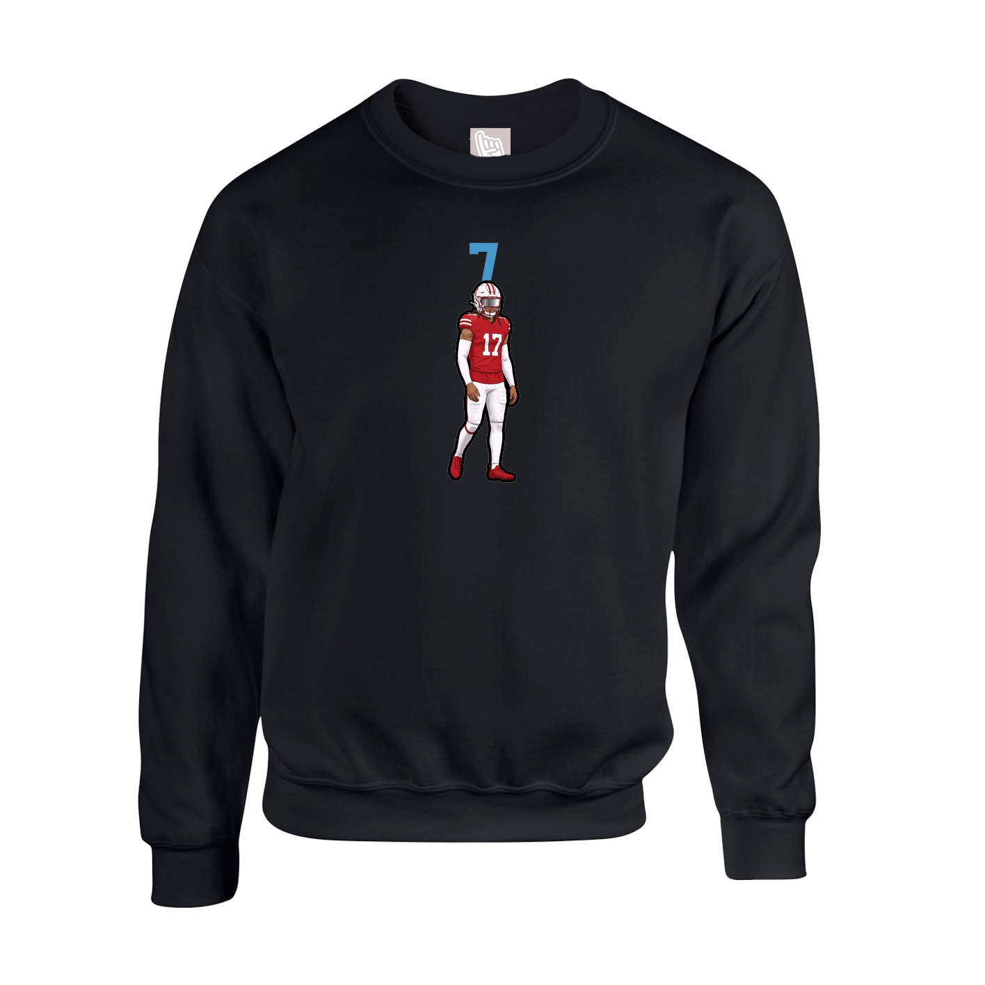 Fleece Crew — Number Top in Black