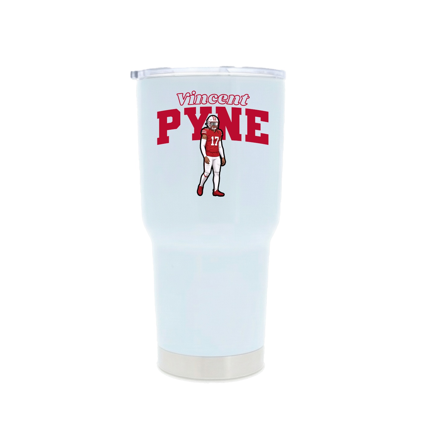 30oz Stainless Steel Tumbler — Name Arch in White
