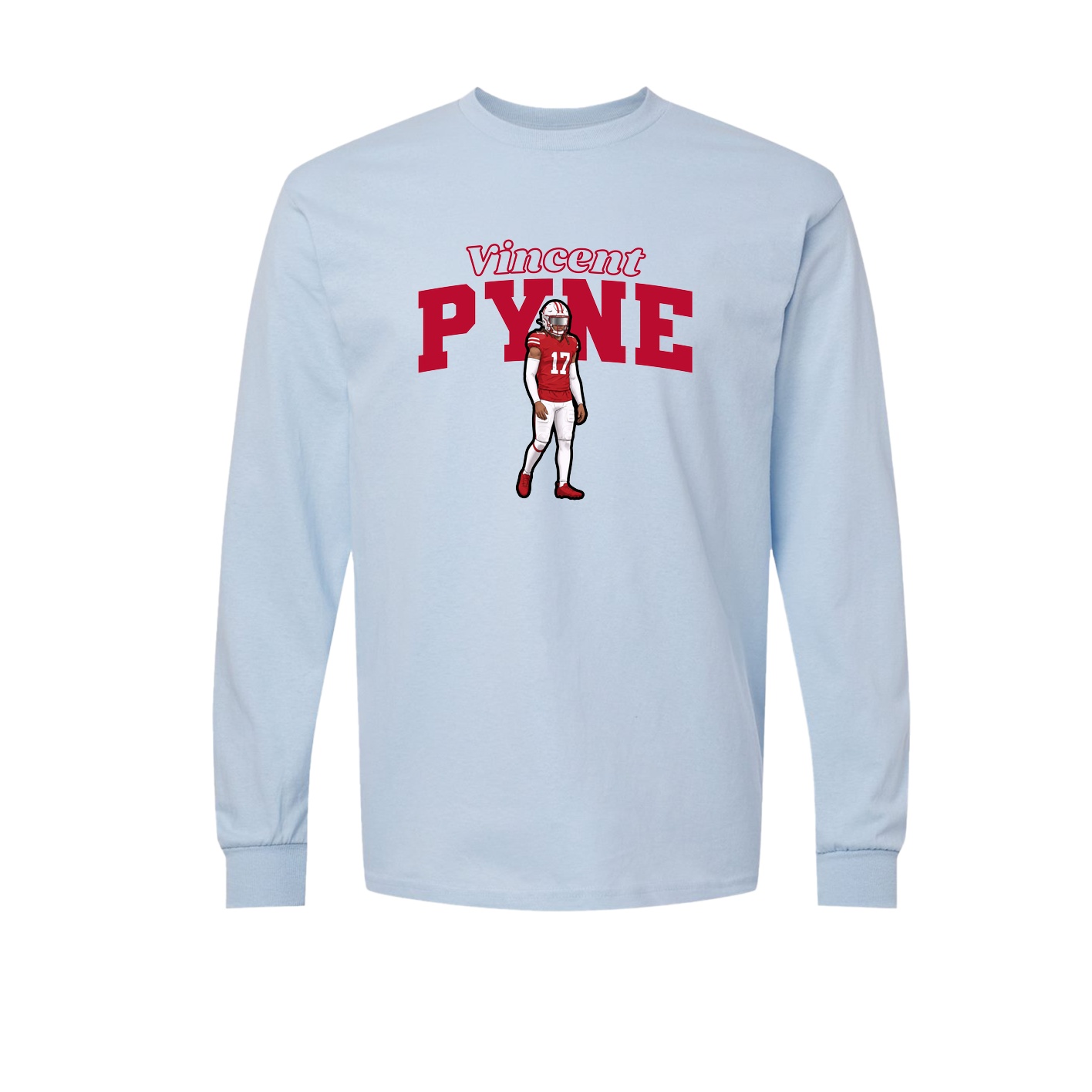 Long Sleeve Tee — Name Arch in Light Blue