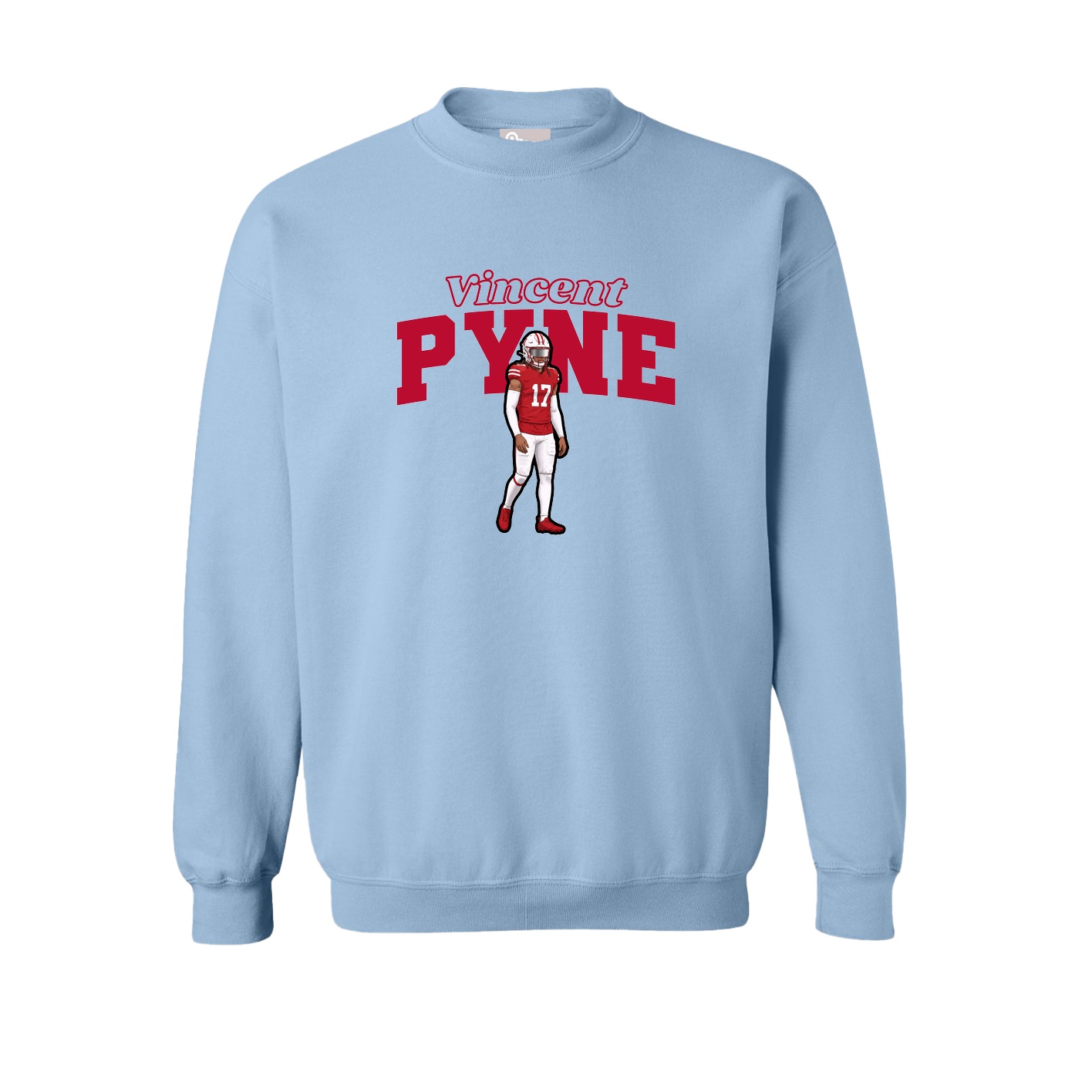 Fleece Crew — Name Arch in Light Blue