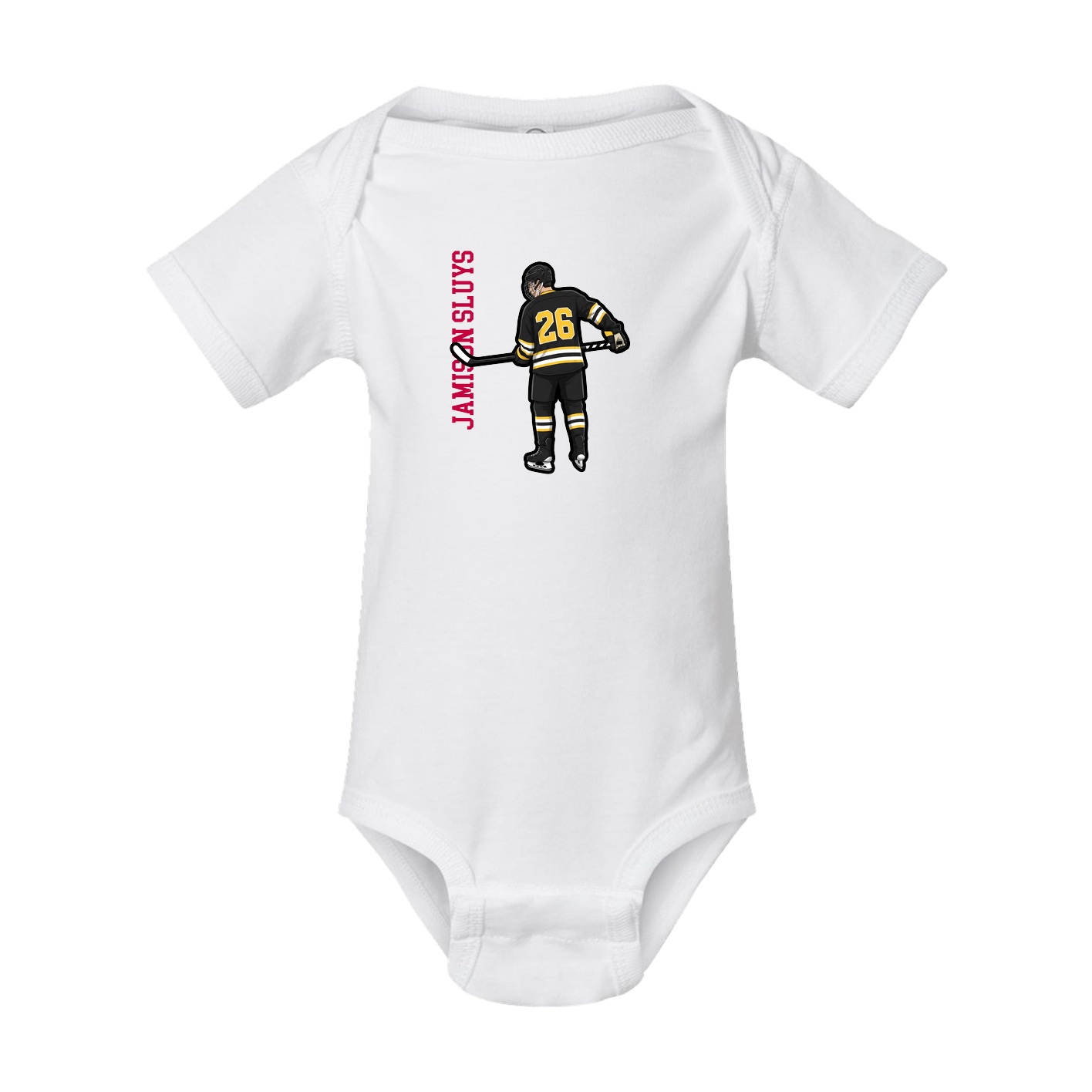 Baby Onesie — Name Vertical in White