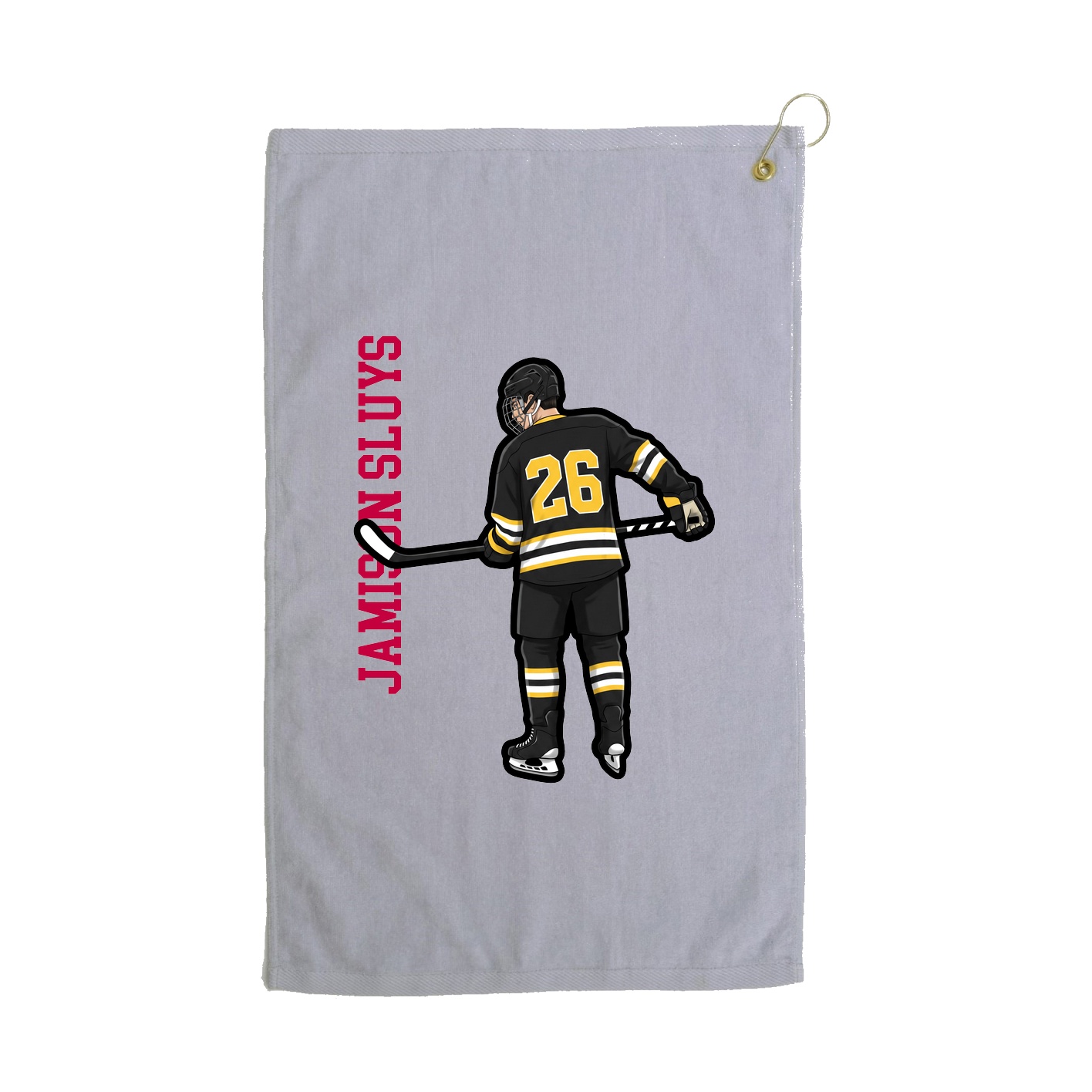 Golf Towel — Name Vertical in Grey